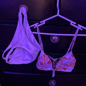 Fashion Nova Floral Bra Set - White and Orange